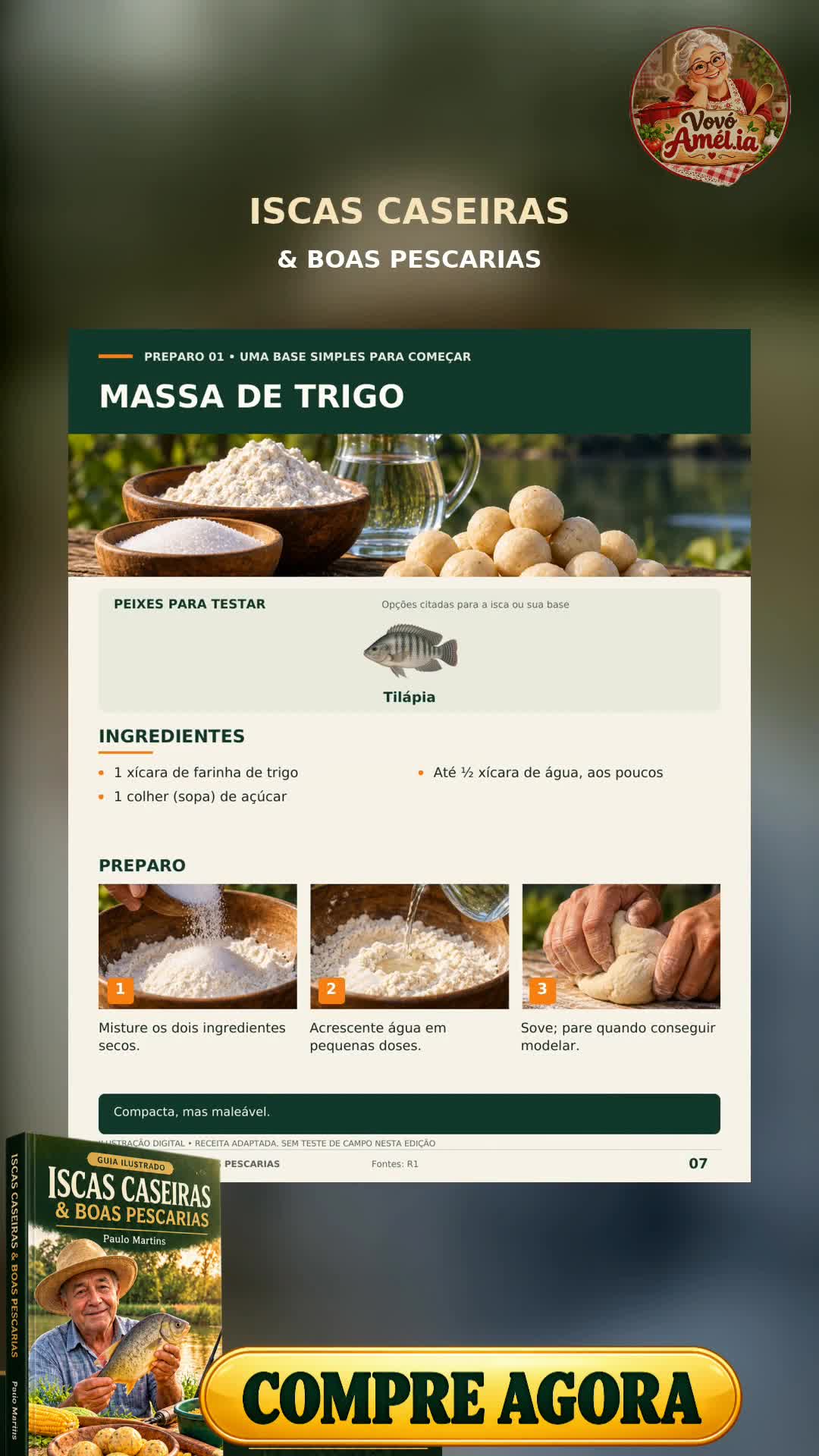 Página ilustrada de fubá com queijo mostrando os ingredientes