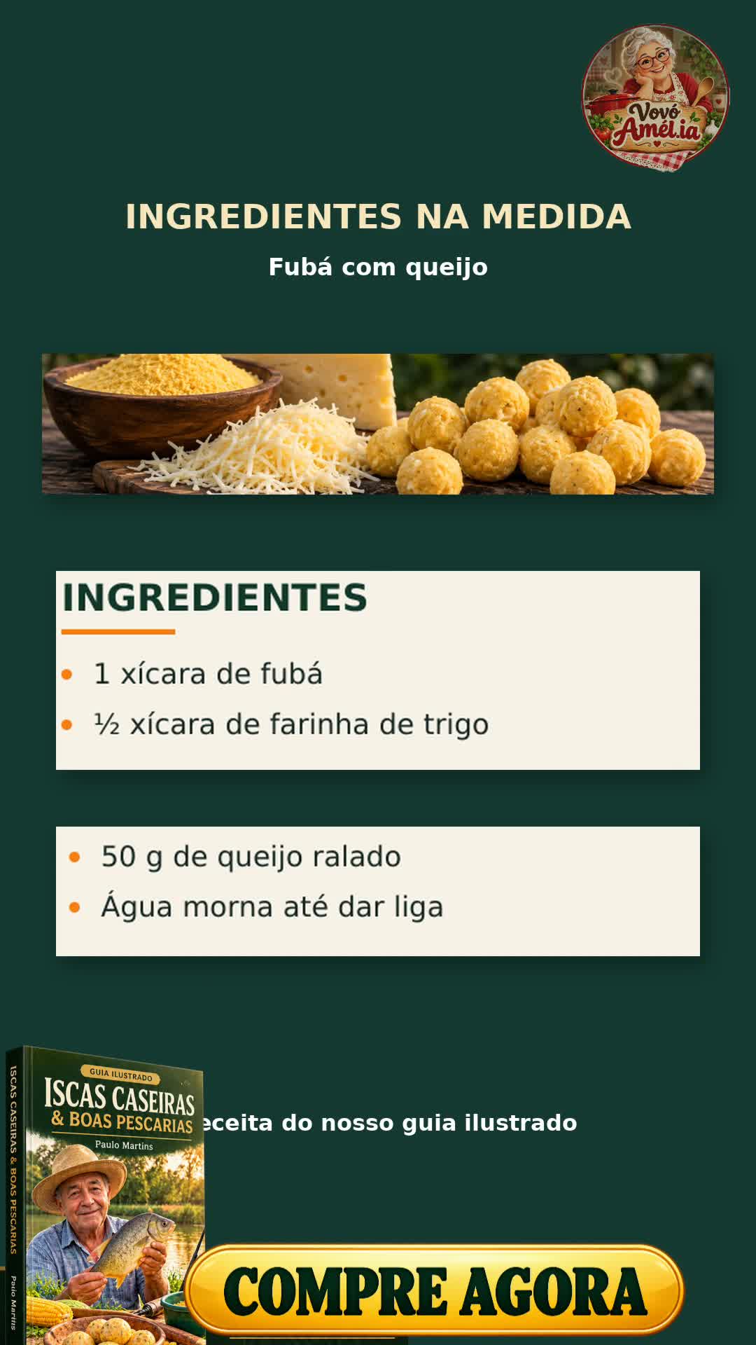 Ilustrações de pacu e tambaqui como peixes para testar na receita de fubá com queijo